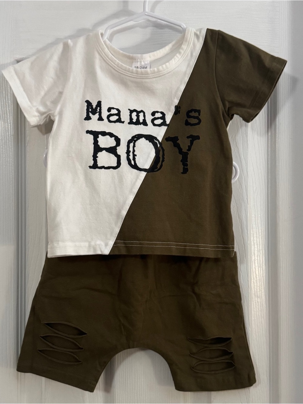 NEW Baby Boy Brown & White Matching Shirt Sleeve Shirt & Panda Shorts Set
